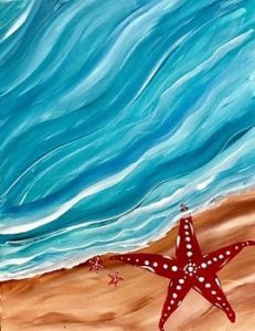 Kids Little Splatters Paint Class: Seashore Starfish: In-Person And Virtual Paint Class At Cheers N Paint In Cary, Nc