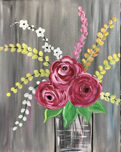 Roses paint and sip acylic paint adult paint class