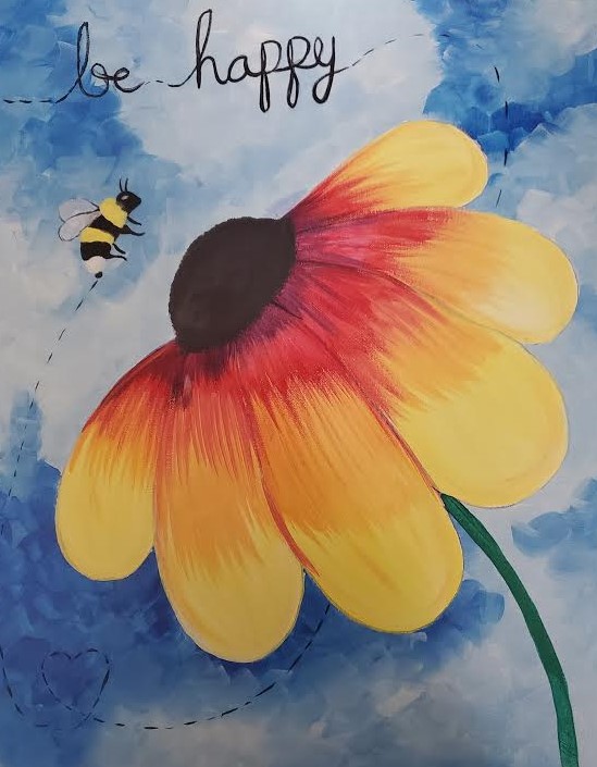 Bee Happy Acrylic painting for adults