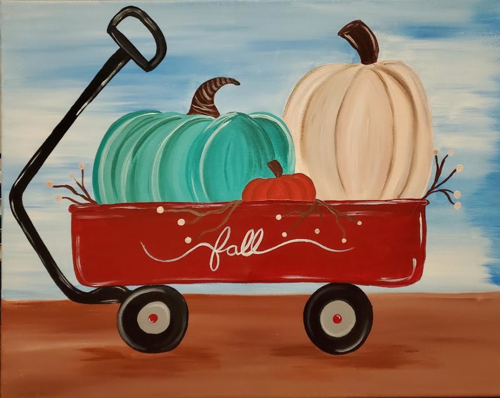 Fall Wagon Decor Paint Acrylic Paint Class Sip And Paint Cheers N Paint Cary Nc