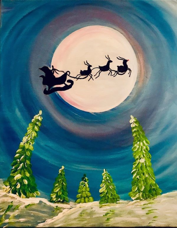 Santa Is Coming To Town In Studio Sip And Paint Class Cheers N Paint