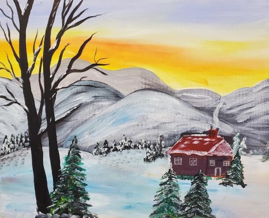 Winter Cabin Adult Paint Class