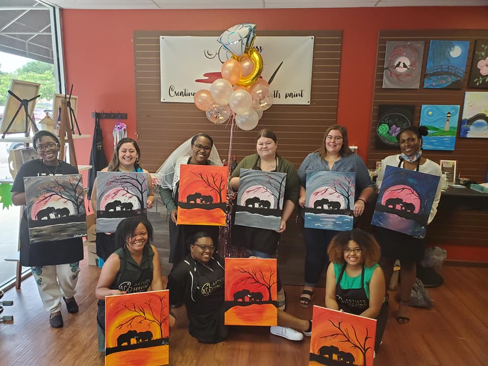 Engagement Party Paint Class: Open Studio Paint Session In-Person Sip And Paint Class At Cheers N Paint In Cary, Nc
