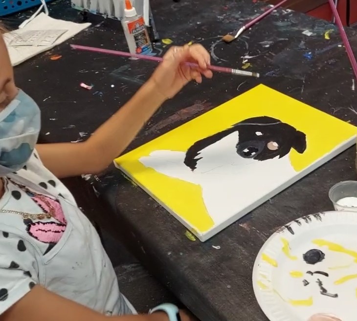 kids paint your pet class in studio paint class