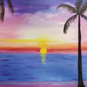 tropical-sunset-kids-acrylic-paint-class-cheers-n-paint-cary-NC