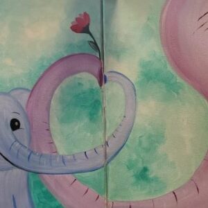 Parent-And-Me-Baby-And-Mama-Elephant-Cheers-N-Paint-Kids-Acrylic-Paint-Class-Cary-Nc