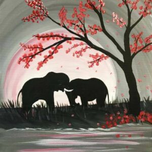 Savannah-Elephant Adult Paint Class Cheers N Paint Cary, Nc