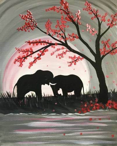 savannah-elephant adult paint class Cheers N Paint Cary, NC