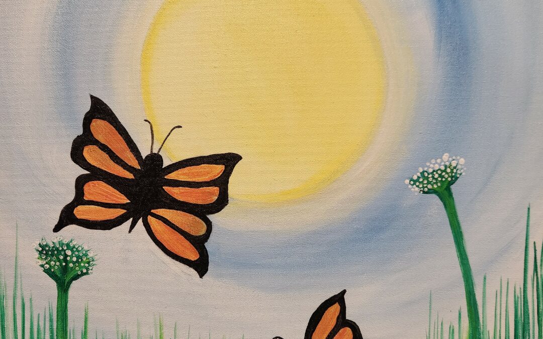 Kids Little Splatters: Butterlies in the garden  In Studio Kids Paint Class