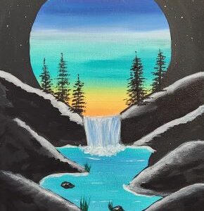 colorful-waterfall-long-canvas-cheers-n-paint-cary-NC