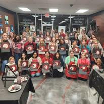 Nc State Group Of Students At Paint N Sip Art Class In Cary, Nc
