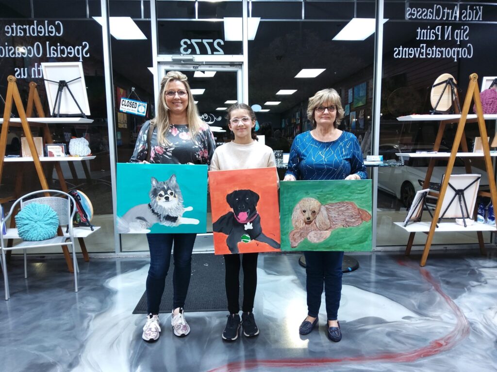 paint your pet art class in Cary, NC at Cheers N Paint art studio