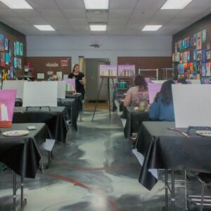 Image Of An Artists At An Adult Paint And Sip Art Class At Cheers N Paint Art Studio In Cary, Nc.
