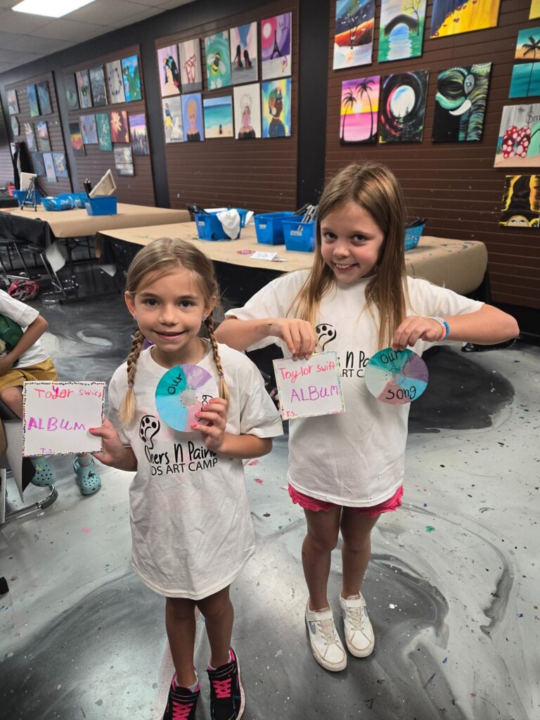 Campers At Eras Themed Summer Art Camp At Cheers N Paint In Cary, Nc