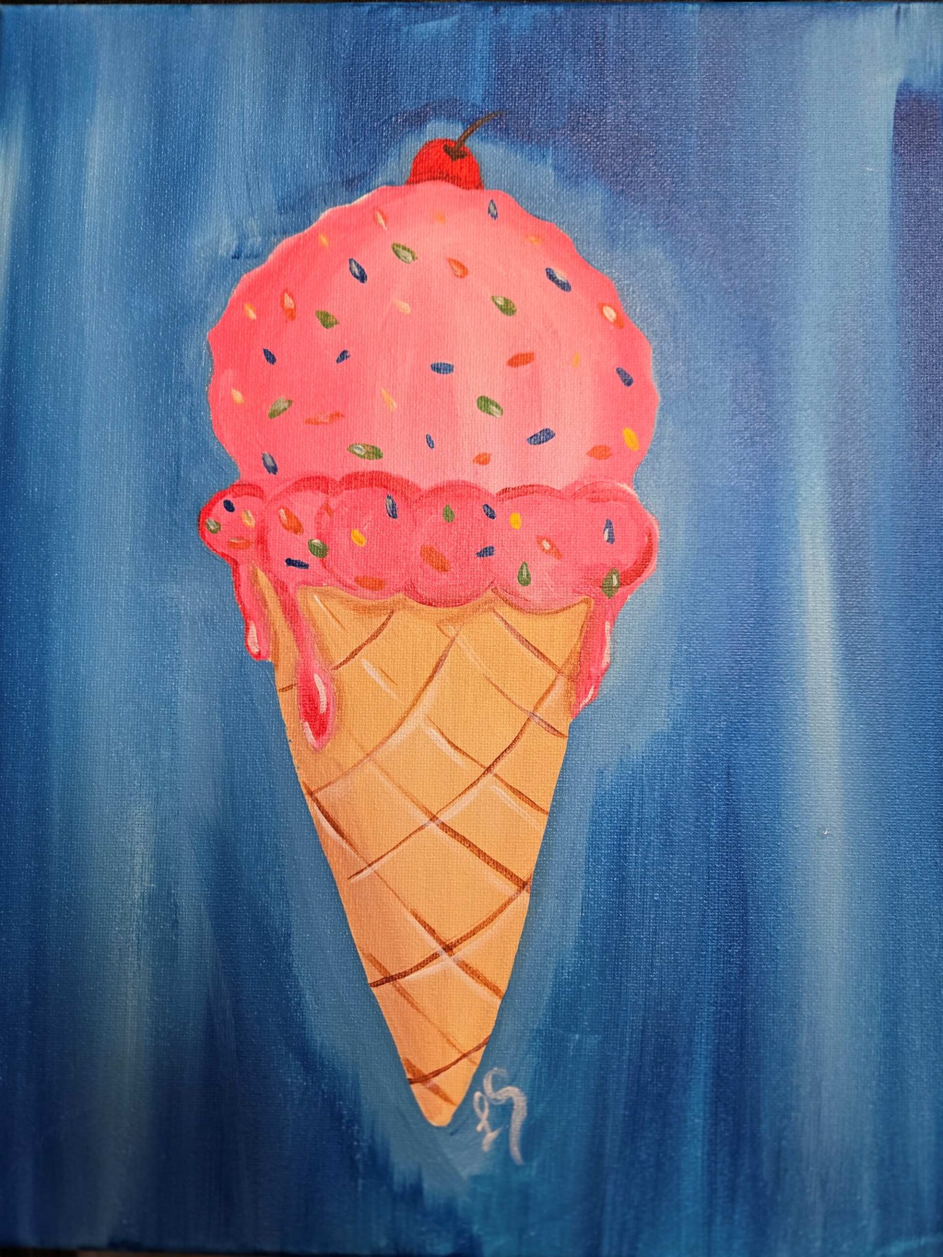 Kids-ice-cream-cone-little-splatters-cheers-n-paint-cary-NC