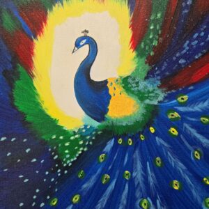 Dancing Peacock Sip and Paint Class cheers N Paint Cary, NC