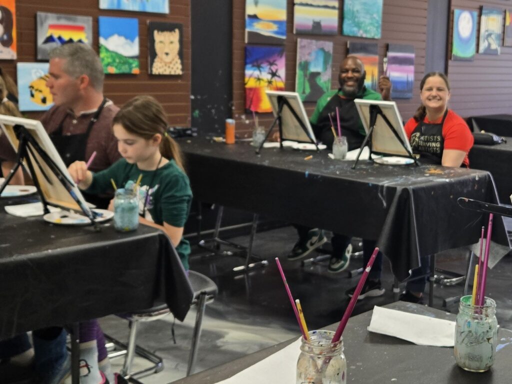 Families At Cheers N Paint During Shop Small Saturday Paint Class 2025