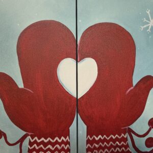 Couples Mitten Heart Kids Paint Class Cheers N Paint
