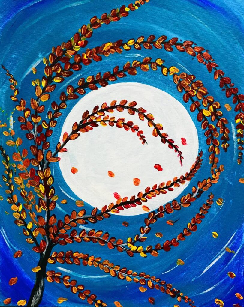 Windy Fall Tree Adult Paint Class Sip And Paint Cheers N Paint Cray Nc