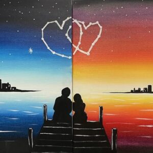 One-Love-Two-Skies-paint-sip-class-adult-cheers-n-paint-cary-NC