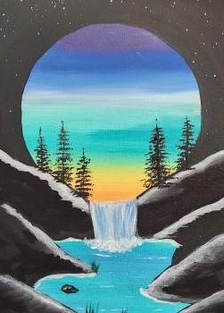 Colorful-Waterfall-Ls-Canvas-Cheers-N-Paint-Cary-Nc