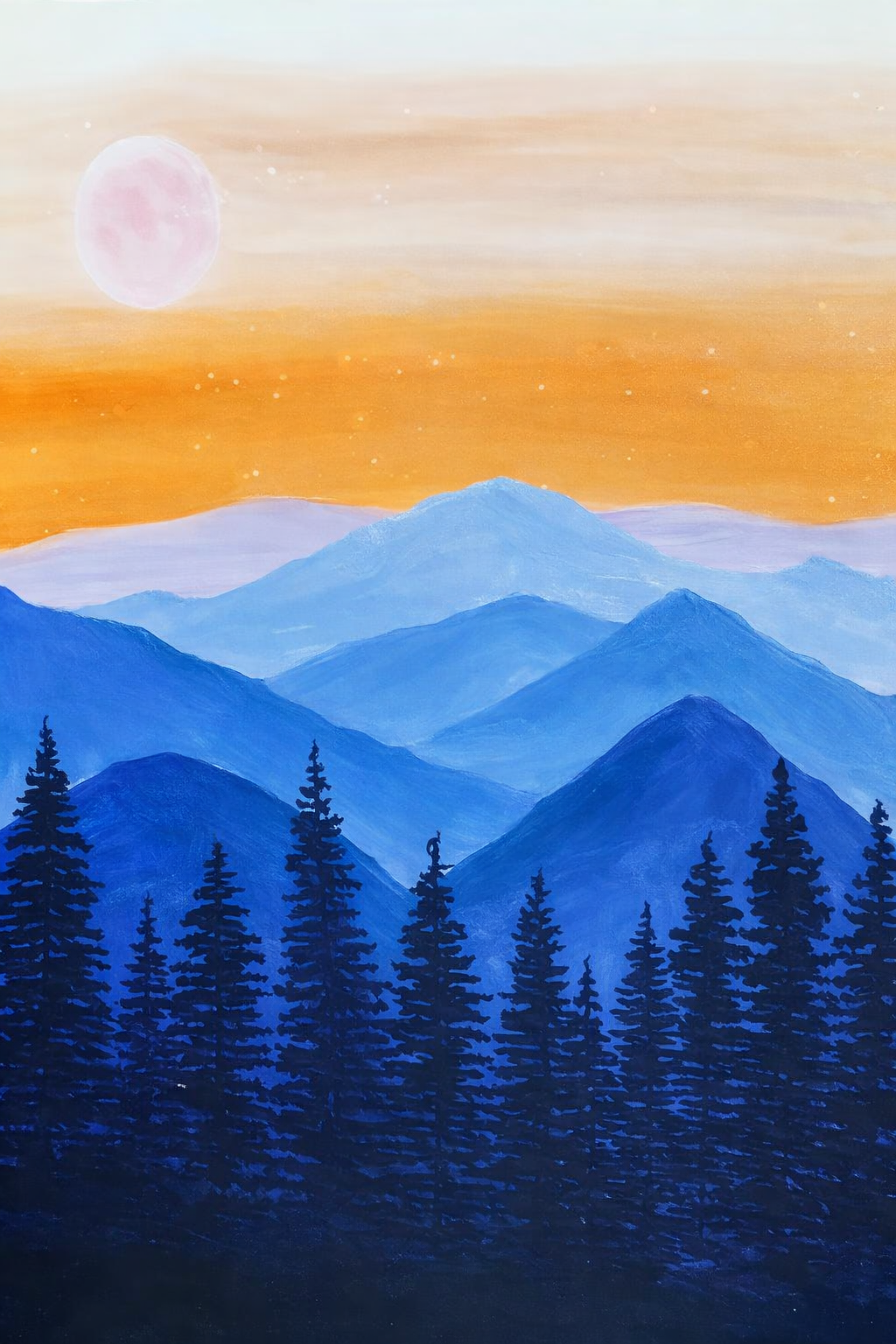 orange background with light blue mountains