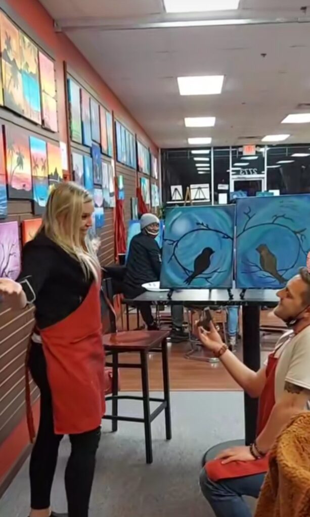 Valentines Proposal At Cheers N Paint In Cary Nc