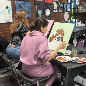Painting Canvas In Cheers N Paint Art Studio