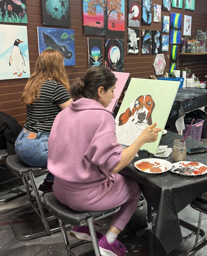 Painting Canvas In Cheers N Paint Art Studio