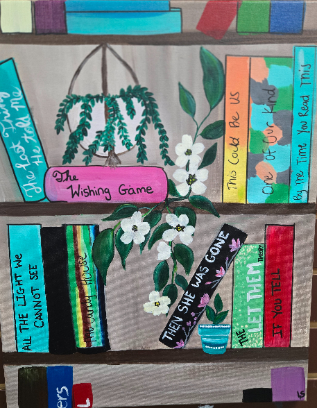 Spring Bookcase-Paint and Sip In Studio Adult Class-cheers-n-paint-cary-NC