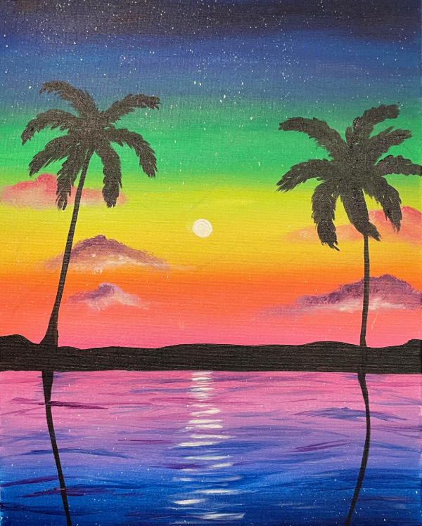 Tropical Moonlight: Paint And Sip In Studio Adult Class