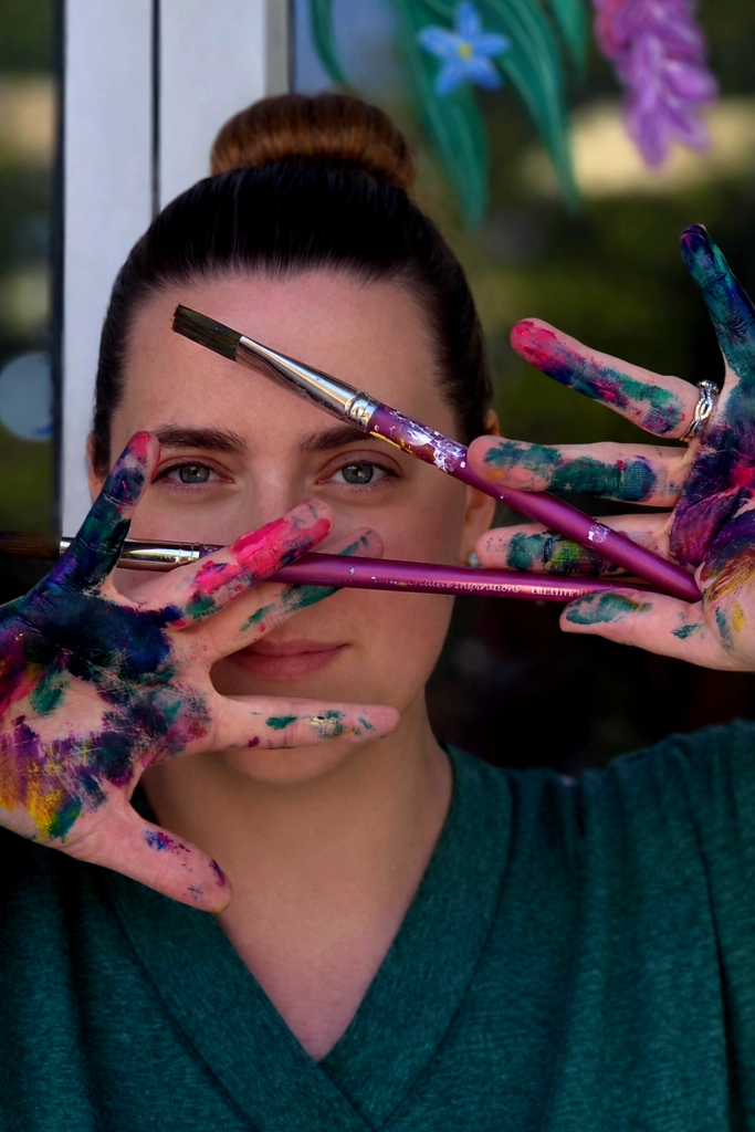 Lauren Painting Window In Cary Nc