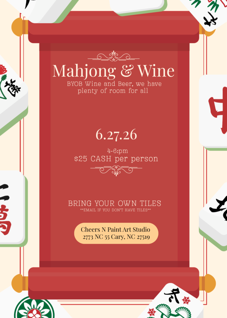 Red and White Traditional Mahjong Party Tournament Invitation