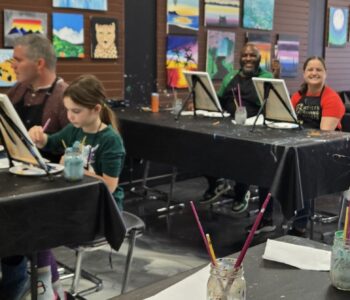 families at Cheers n paint during shop small saturday paint class 2025
